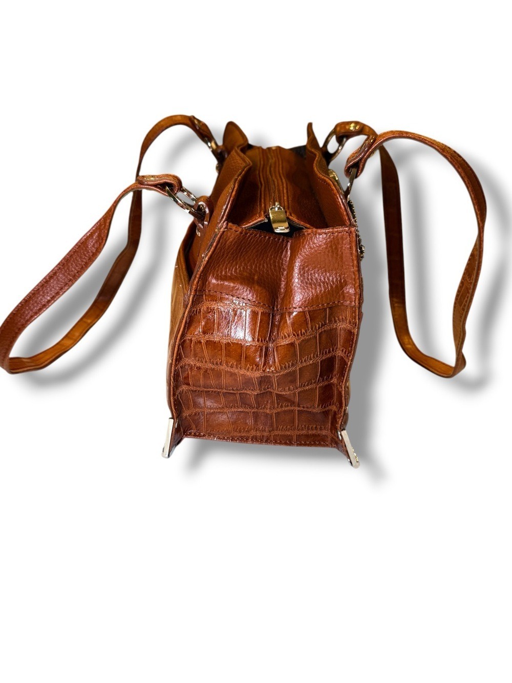 Marc Chantal Vintage Western Shoulder Bag Cognac Leather Heart Charm - Picture 9 of 12